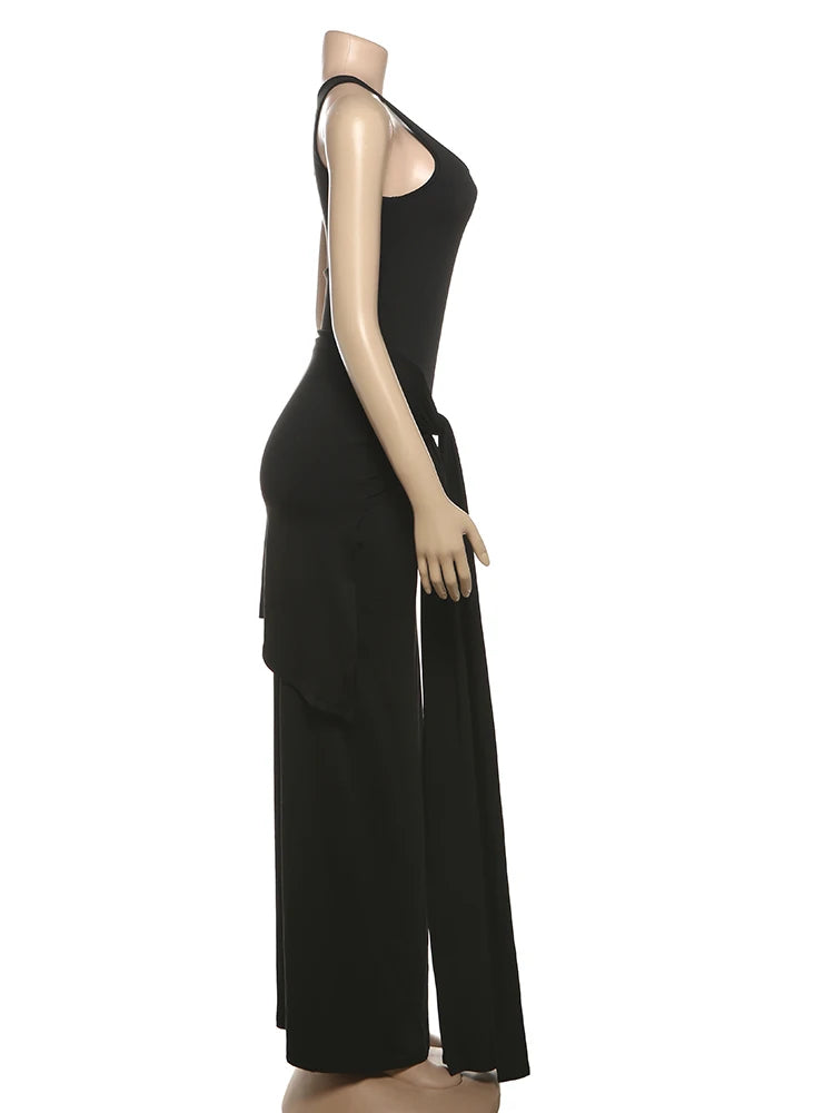 LIZAKOSHT  -  Elegant Fashion Maxi Dress Women Summer Trend Square Collar Sleeveless Ruched Knot Casual Simple Comfortabl Vestidos