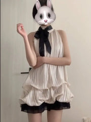 LIZAKOSHT  -  Sweet Slim Halter Womens Dresses Goth Ball Gown Harajuku Korea Mini Party Dress Dleeveless Punk Vintage 90s Y2k Emo Fashion Rock