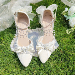 LIZAKOSHT  -  women's luxury low heel shoes lolita mary jane shoes Weddings bridal shoes bow butterfly y2k slingback heels for ladies