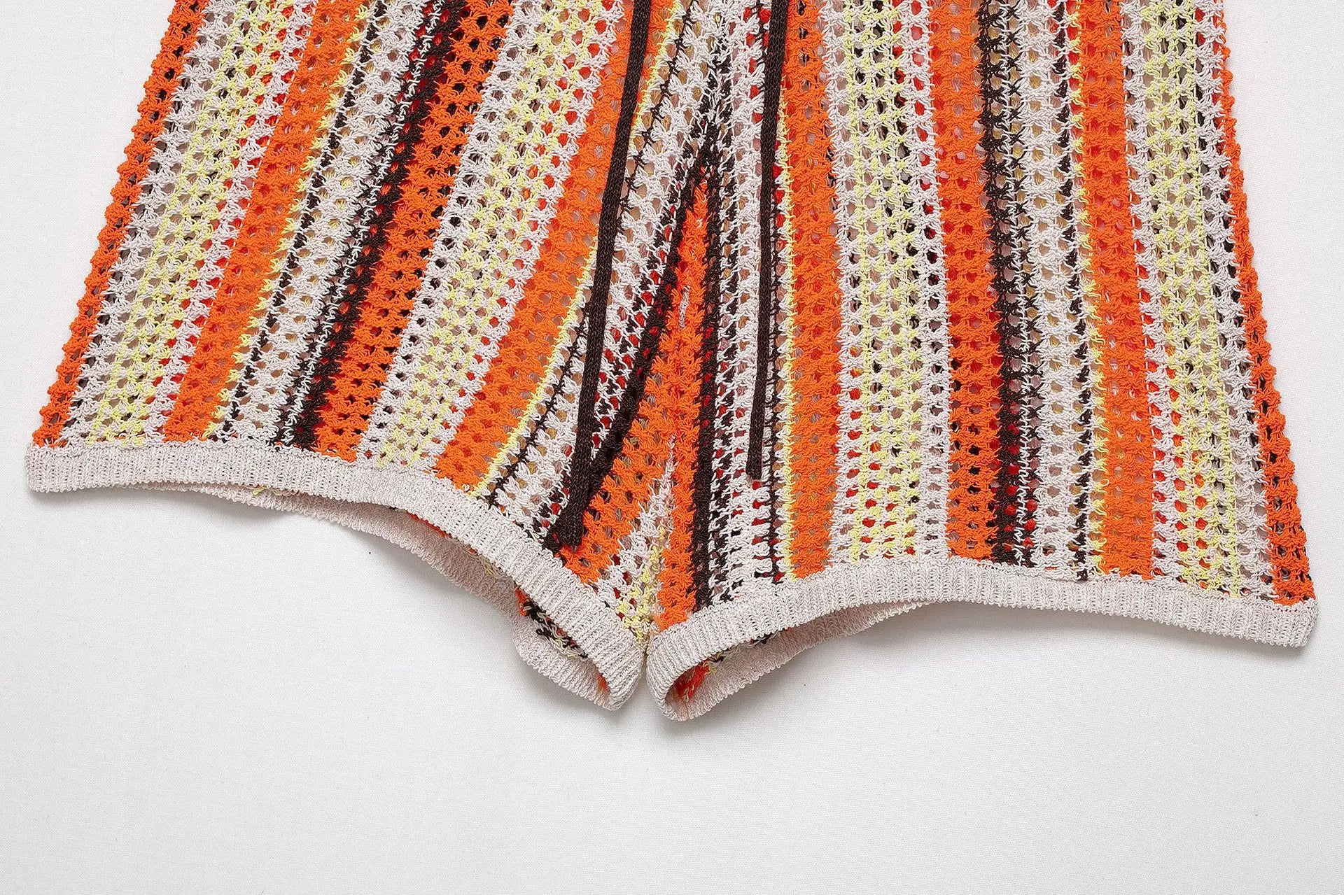 LIZAKOSHT  -  Casual Knitted Drawstring Stripe Shorts Women's Comfortable Spring New Style Breathable Elastic Waist Three-quarter Length Pants