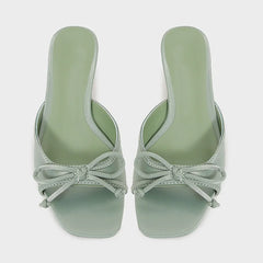 LIZAKOSHT  -  Kitten Heels Summer Women Mules Shoes Vacation Open Toe Classic Butterfly-knot Hot Sale Luxury Designer Ladies Modern Sandals
