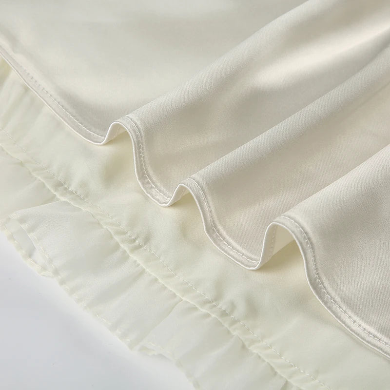LIZAKOSHT  -  Women Elegant Lace Ruffles Trim Square Collar Sundress White Sleeveless A-line Short Dress Summer High Street Outfits