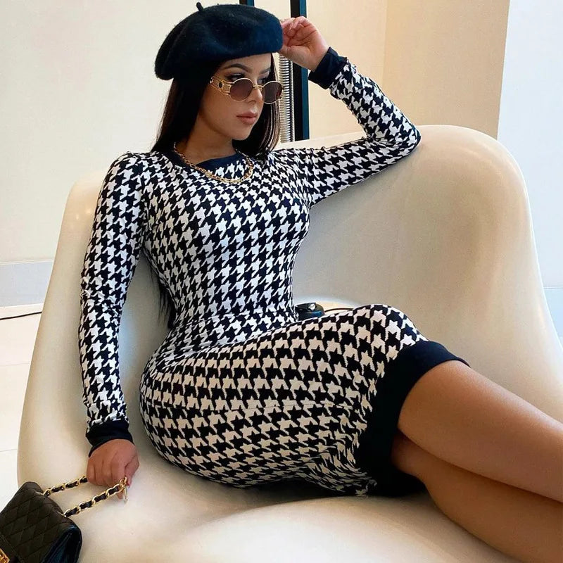 LIZAKOSHT  -  Elegant Fashion Temperament Casual Women Long Sleeve Midi Dress Hollow Out Bodycon Sexy Streetwear 2025 Autumn Winter Club