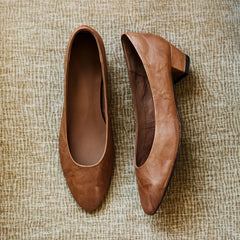 LIZAKOSHT  -  Fashion Pumps New High Quality Genuine Leather Shoes Simple Commuter Women's Heels Shoes Round Head High Heels Women