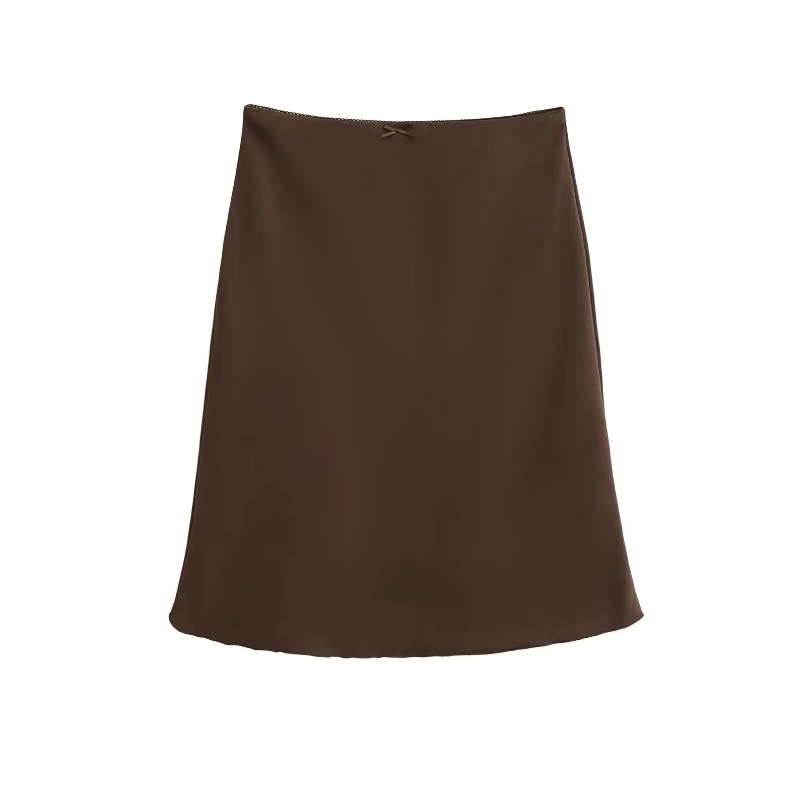 LIZAKOSHT  -  Elegant High-waisted Slimming Contrasting Half-skirt for Women with Bow Accents and A Draping Mid-length Dress