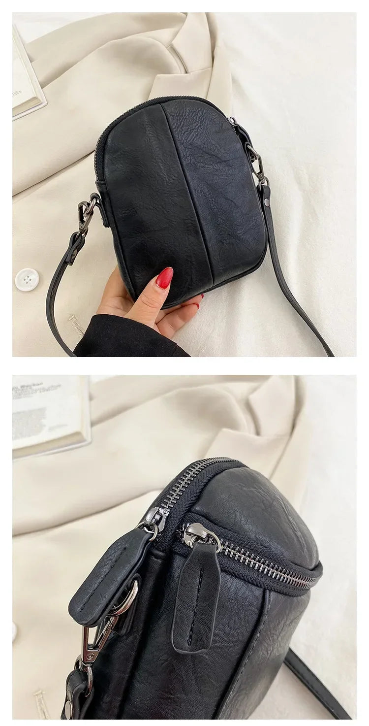 LIZAKOSHT  -  Vintage ladies Shoulder bag mini Handbags and purse PU leather design sling Crossbody Bag Casual Shell phone Wallet black bolsa