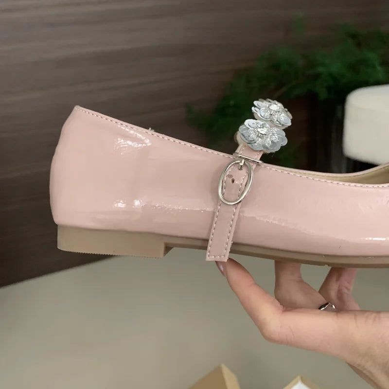 LIZAKOSHT  -  Spring Square Toe Shallow Women Flat Shoes Fashion Black Ladies Elegant Mary Jane Shoes Casual Dress Outdoor Boat Pumps