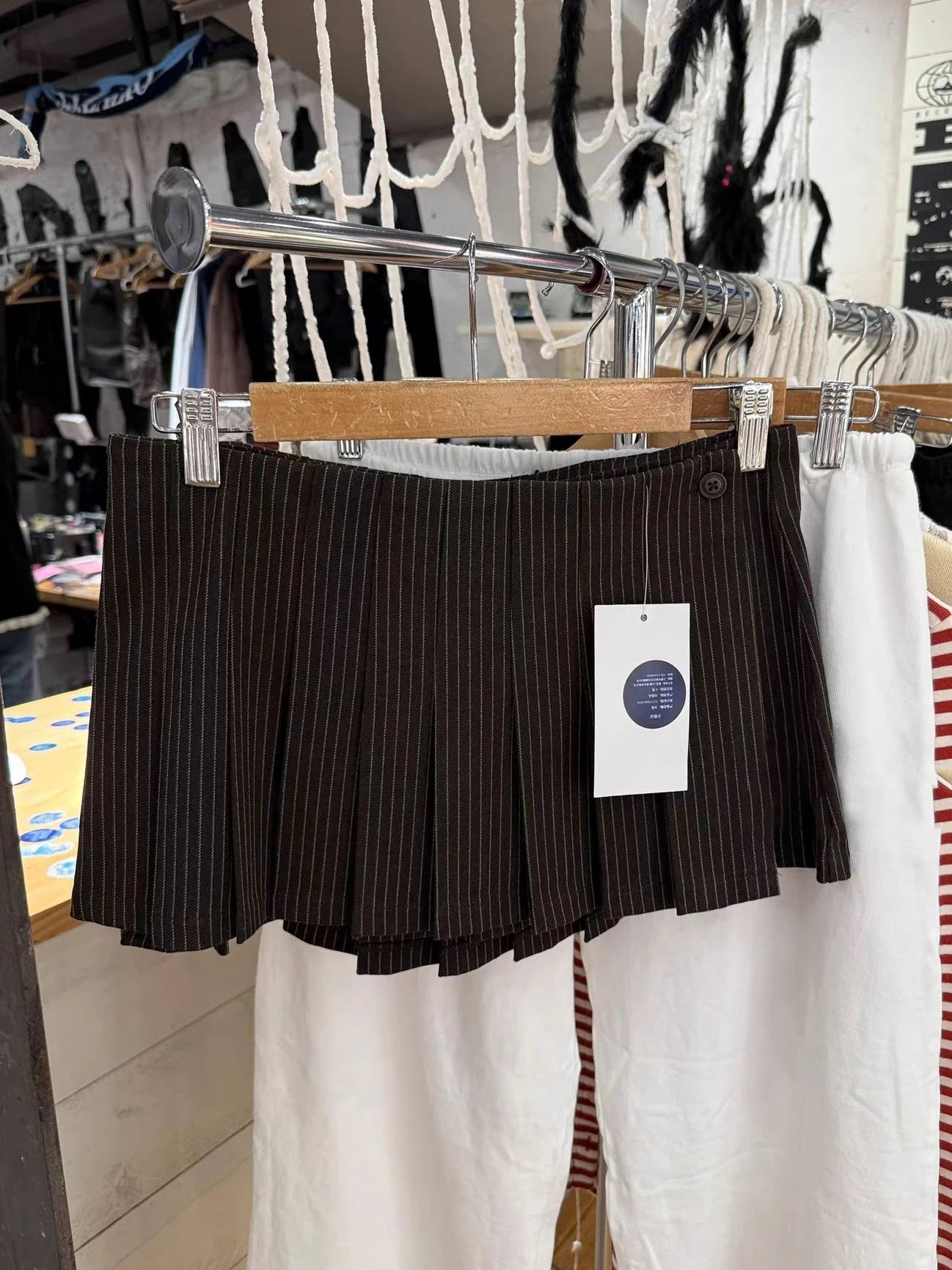 LIZAKOSHT  -  Coffee Striped Mini Pleated Skirts Women Spring Low Waist A-line Cotton Short Faldas Female Vintage Preppy Style Skirt New