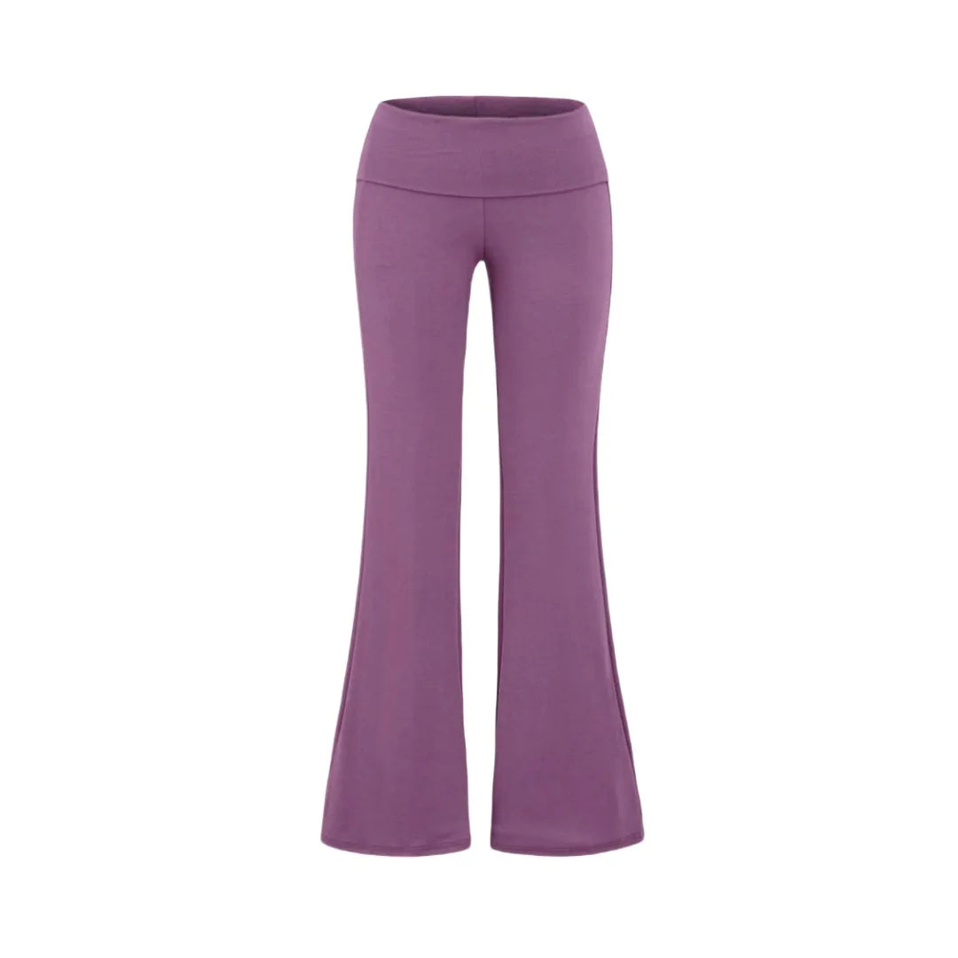 LIZAKOSHT  -  Women Folded  Low Waist  Cotton Jersey Foldover Pant Soot