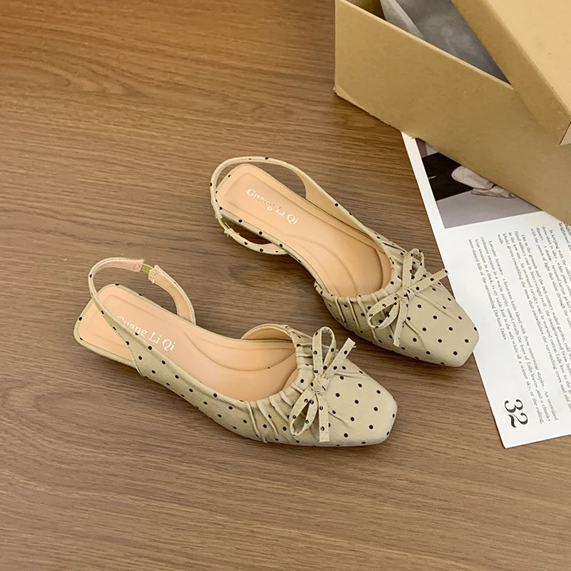 LIZAKOSHT  -  Cover Toe Polka Dot Women Sandals Fashion Slip On Singbacks Mules Pumps Elegant Elegant Slingbacks Sandalias Mujer