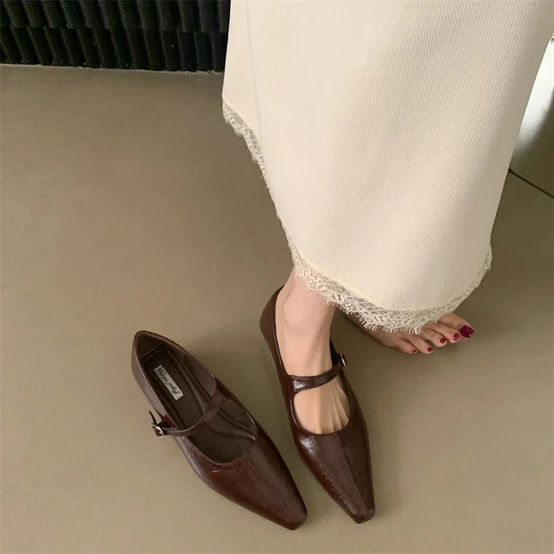 LIZAKOSHT  -  Spring New Brand Women Flat Shoes Fashion Round Toe Sahllow Elegant Baot Shoes Soft Flat Heel Mary Jane Shoes New Woman