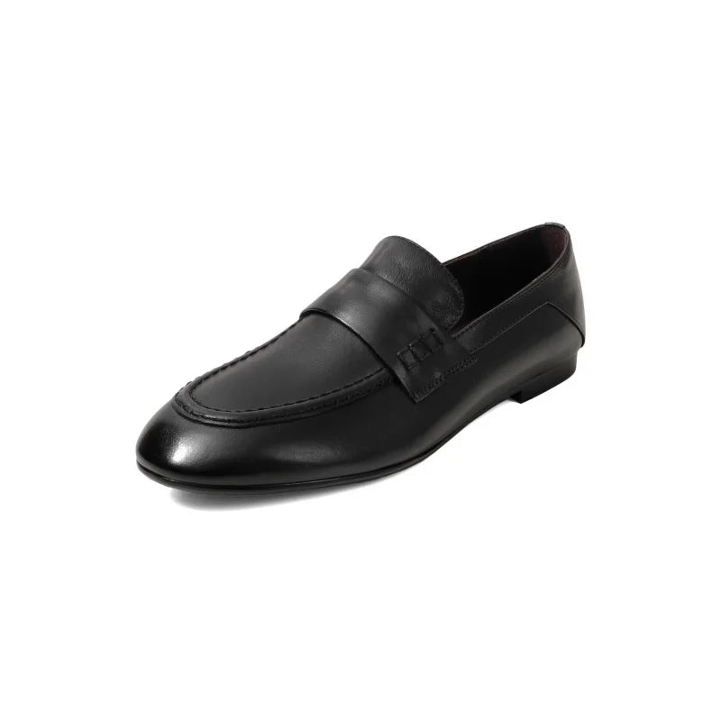 LIZAKOSHT  -  Women's round Toe Flat Loafers Casual Shoes High Quality Genuine Leather Fashion Footwear for Ladies