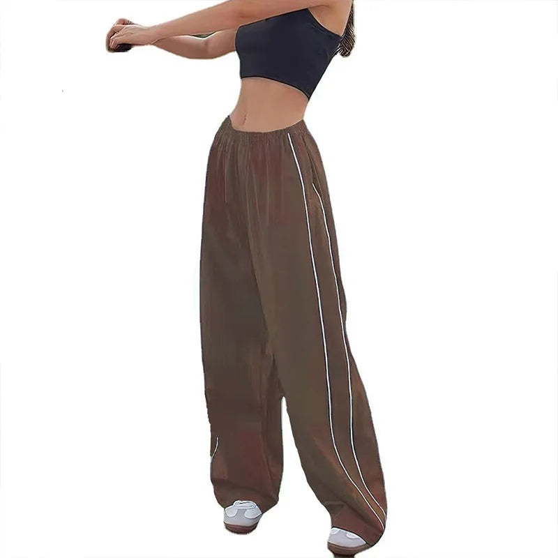 LIZAKOSHT  -  Fashion Vintage Baggy Cargo Pants for Women Y2K Drawstring Elastic Low Waist Parachute Pants Sweatpants Loose Hippie Pant
