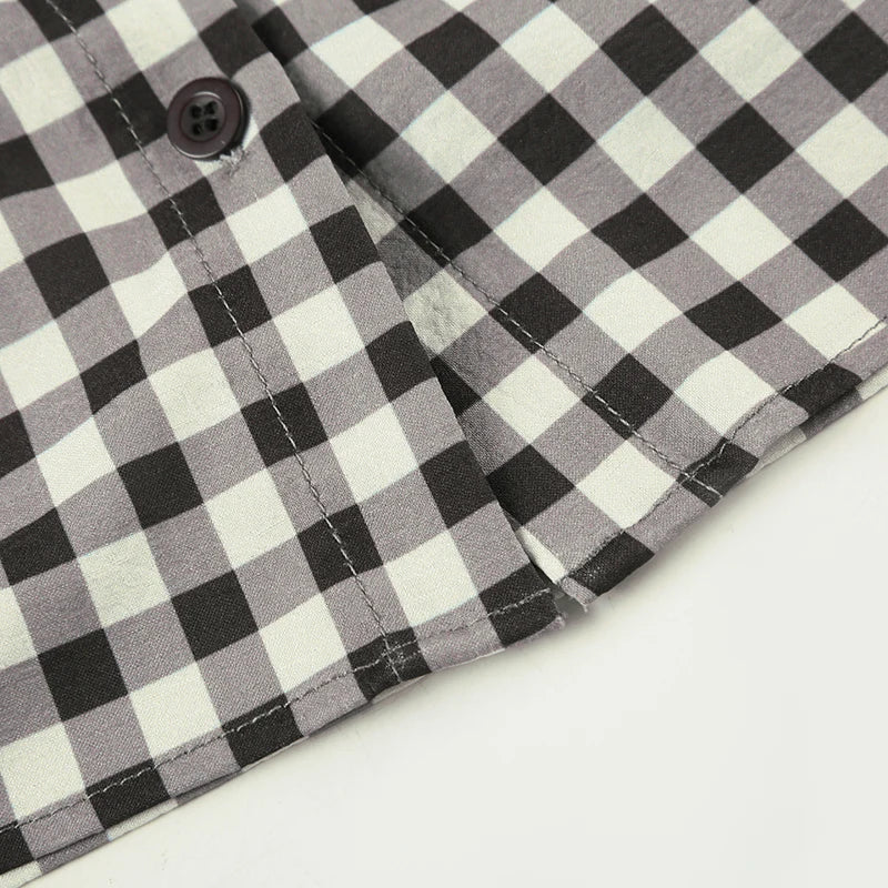 LIZAKOSHT  -  French Style Plaid Straight Mini Dress Elegant Single-breasted Short Sleeve Bodycon Robe Back Shrried Slim Outfit Retro