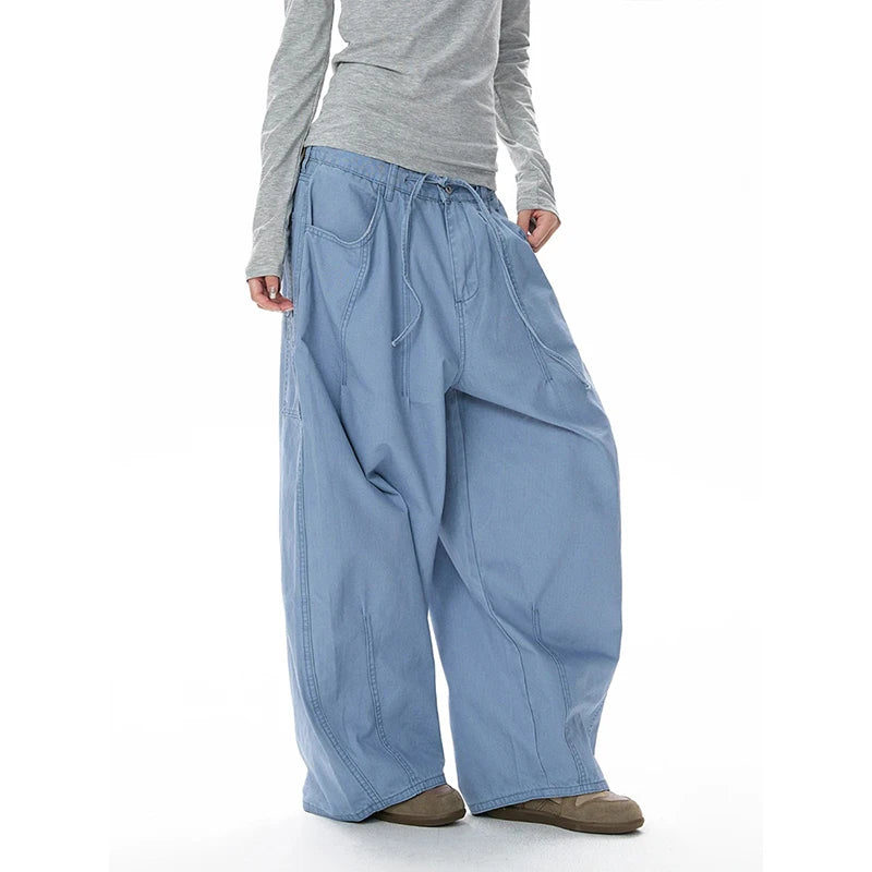 LIZAKOSHT  -  Quick Dry Outdoor Casual PantsWomen's American Style Paratrooper Light Thin Breathable Autumn Wide Leg Long Pants