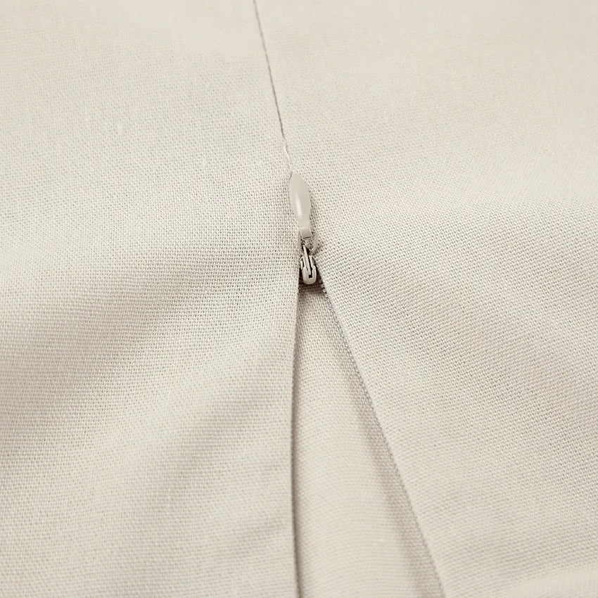 LIZAKOSHT  -  Spring and Summer Commuting Khaki Cotton and Linen Suspender Dress Women's Fashion Loose A-shaped Long Dress