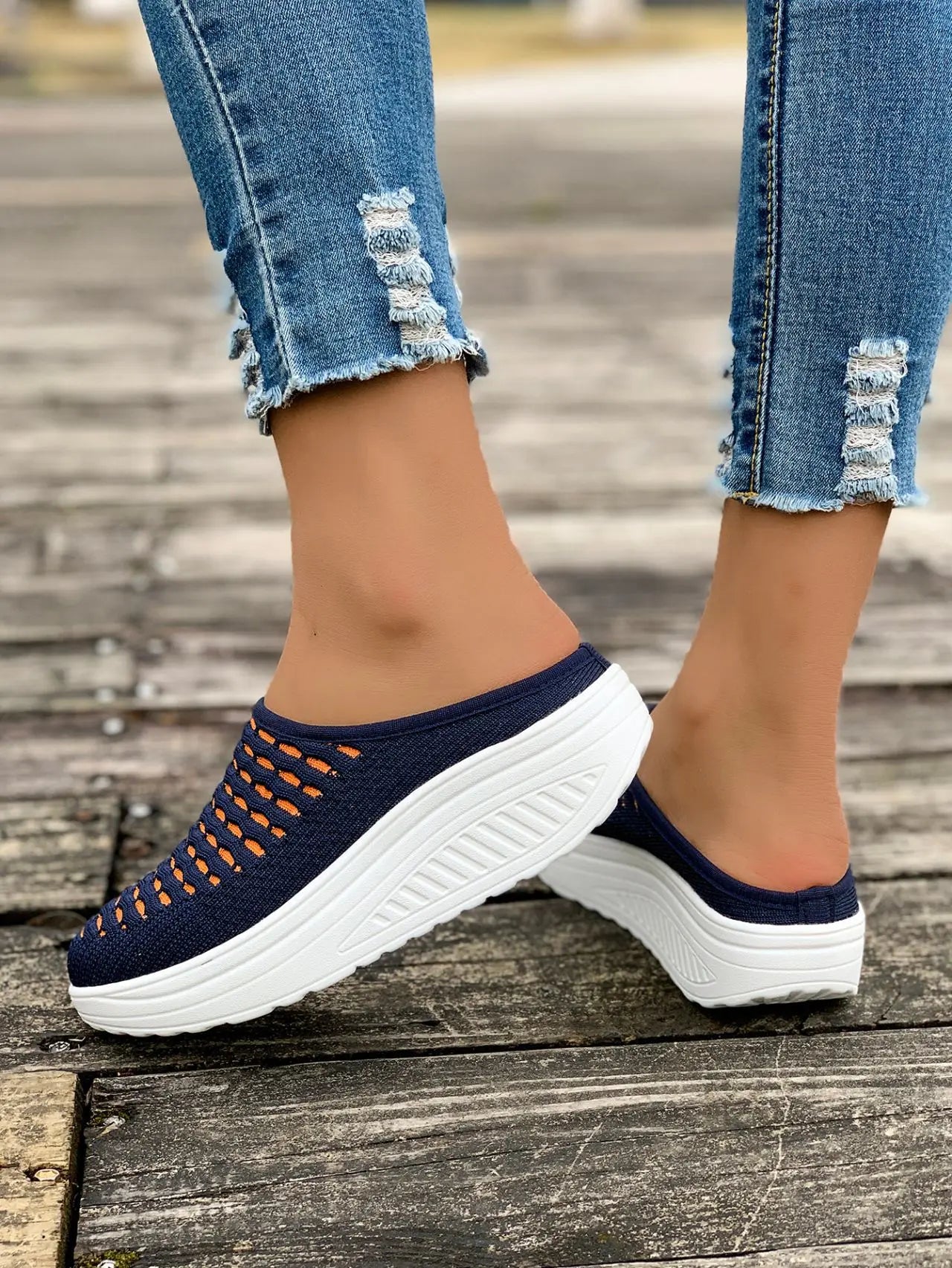 LIZAKOSHT  -  Low Shoes Woman  Cover Toe Massage Slippers House Rome Cotton Fabric Hoof Heels Rubber Slides Shoes Low Home Slippers Women'