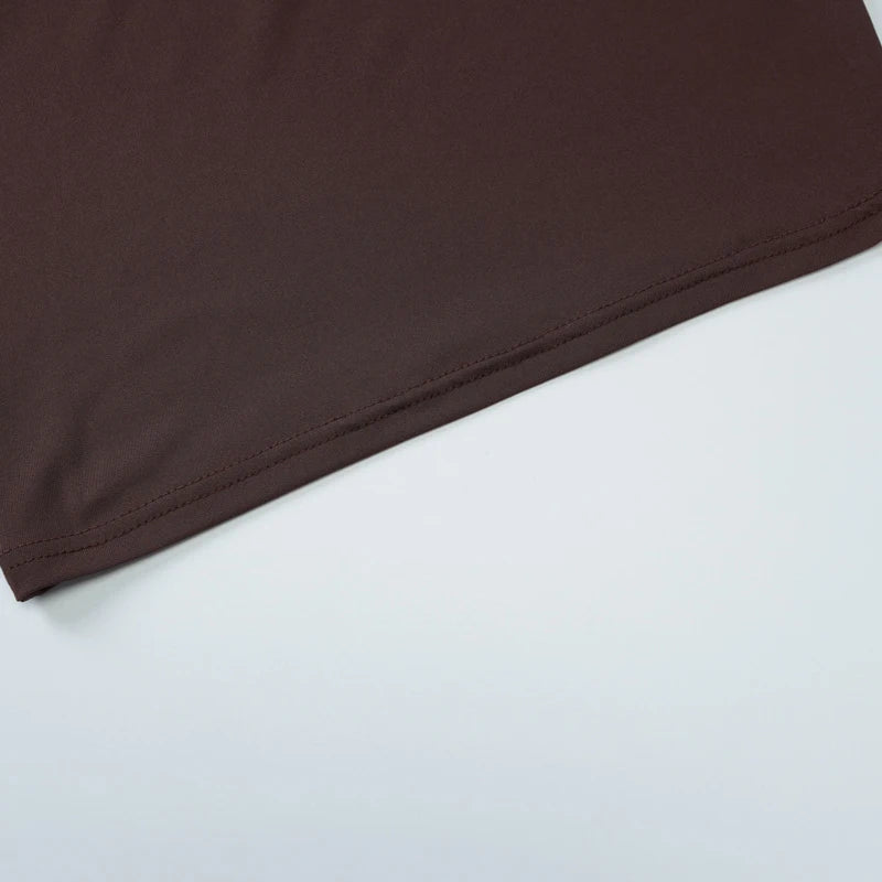 LIZAKOSHT  -  Simple Sexy Solid Color U Neck Camisole Tank Tops+Tight Ruched Long Half Skirts Women Fashion Street Style Two-piece Outfit