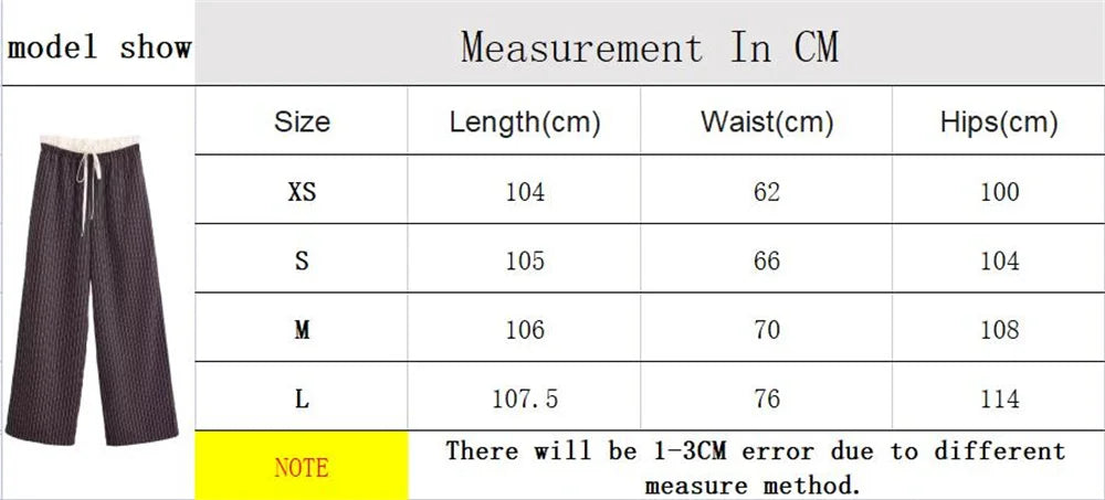 LIZAKOSHT  -  Casual Striped Drawstring Trousers for Women New High Waist Straight Loose Wide Leg Office Lady Long Pants