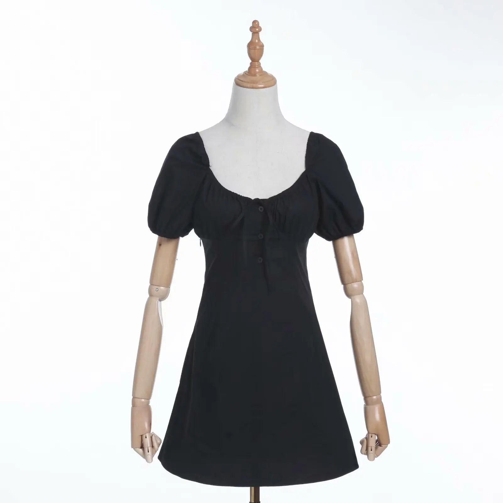 LIZAKOSHT  -  Summer dress women mini dress sexy casual korean dresses elegant  party dresses casual ruched puff sleeve dress pink