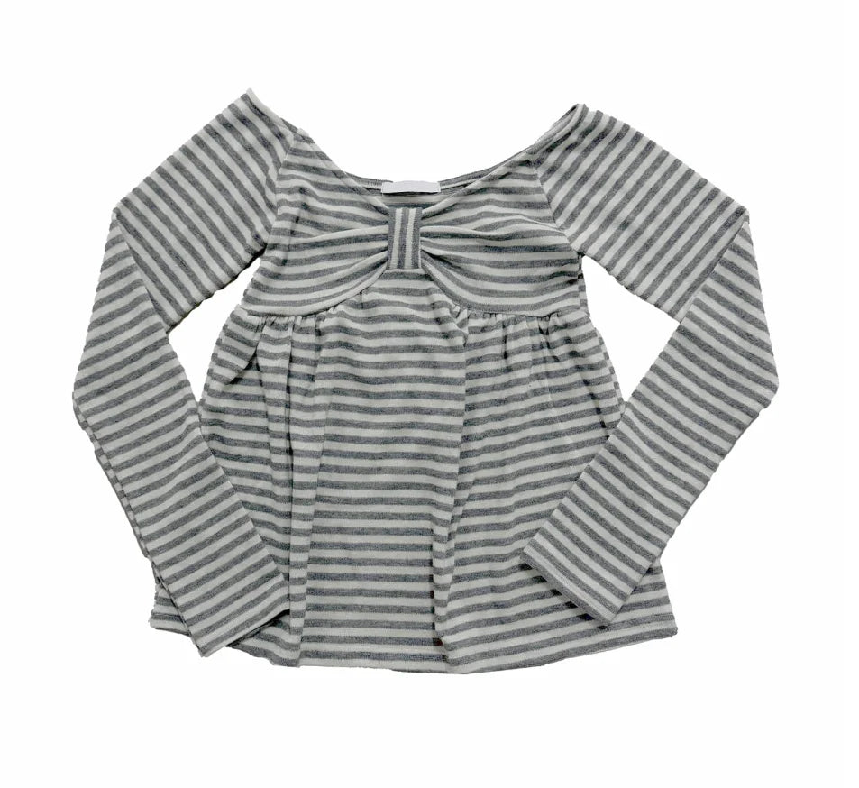 LIZAKOSHT  -  Spring Autumn T Shirt for Women Bows Stripes Y2k Clothes Ropa De Mujer Japanese Style Vintage Slash Neck Tees