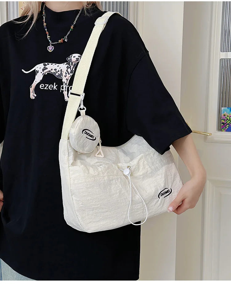 LIZAKOSHT  -  Japan Style Women Crossbody Bag New Casual Nylon Letter Composite Bag Simple Large Capacity Canvas Single Shoulder Tote Bag