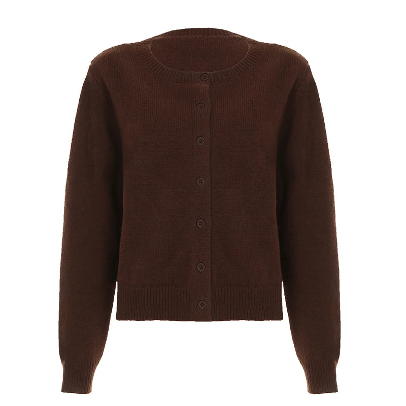 LIZAKOSHT  -  Sweater Cardigan Women Single Breasted Long Sleeve Elegant Vintage Jumper Solid Wool Knitted Autumn Winter Outwear Back