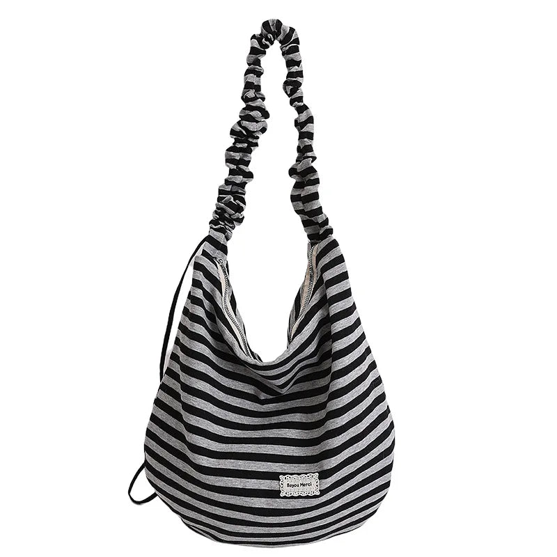 LIZAKOSHT  -  New Fashion Striped Commuter Bag Large Capacity Women's Simple Underarm Ladies Single Shoulder Bag Urban Minimalist Style