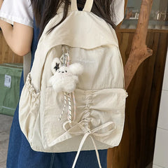 LIZAKOSHT  -  Junior High School Girl Backpack Summer New College Style Bow School Backpack Fashion Candy Colored Pleated Backpack School Bag