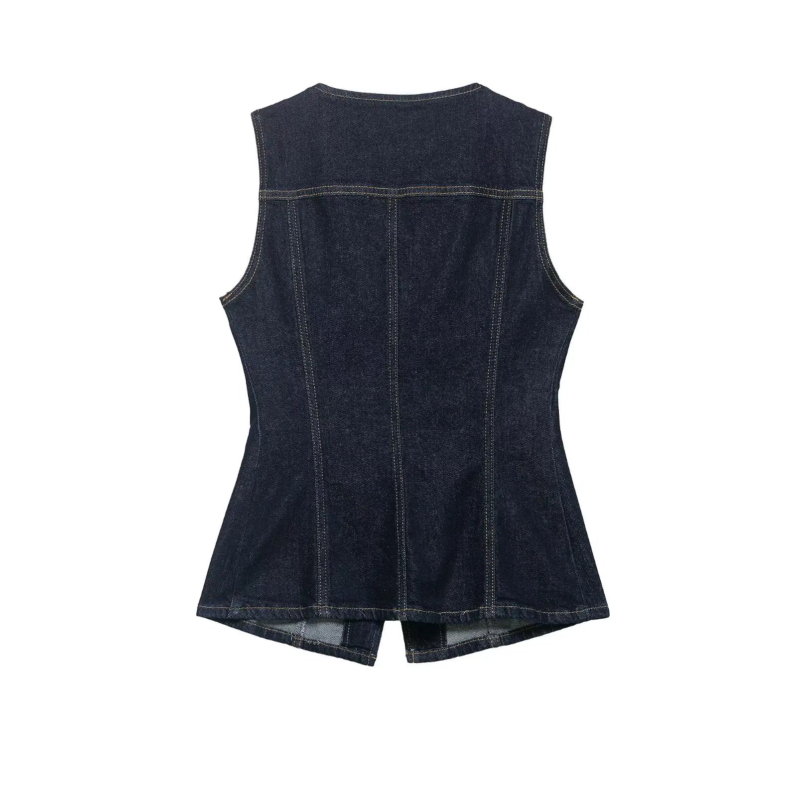 LIZAKOSHT  -  Spring New Style ZR Women's Slim Fit Denim Vest Fashionable Versatile Commute Style Polyester Fiber Casual Single Piece