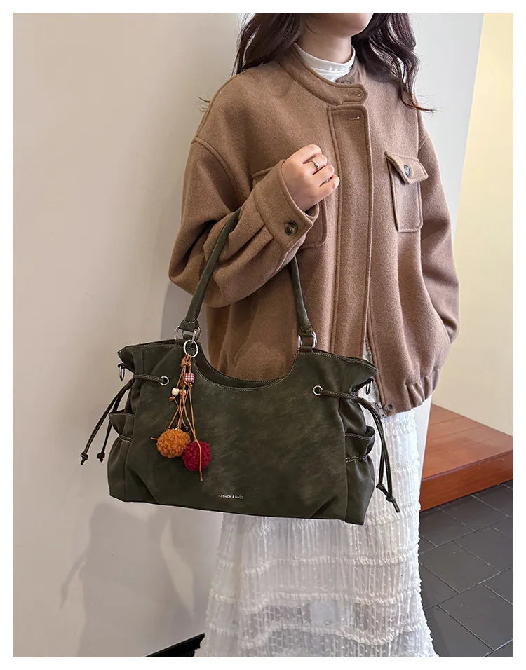 LIZAKOSHT  -  Simple Fashion Suede Crossbody Bag Women Large Capacity Shoulder Bag for Work Comfortable and Versatile Texture Commuting Bag
