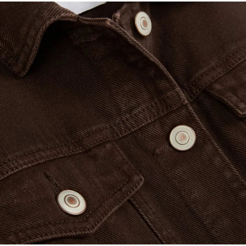 LIZAKOSHT  -  Solid Color Denim Jacket Pants Woman Set Lapel Waist Cinched Jackets Lace Up High Waist Trousers Casual Street Women's New Suits