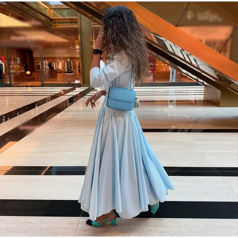 LIZAKOSHT  -  Solid Women's Two Piece Suit Turn-down Collar Full Sleeve Short Top A-line Hip Package Long Skirt 2025 Autumn Lady Causal Outfit
