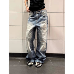  LIZAKOSHT  -  Blue Vintage Y2k Women Jeans Wash Harajuku Low Waist Japanese 2000s Style Denim Pants Baggy American Streetwear Summer
