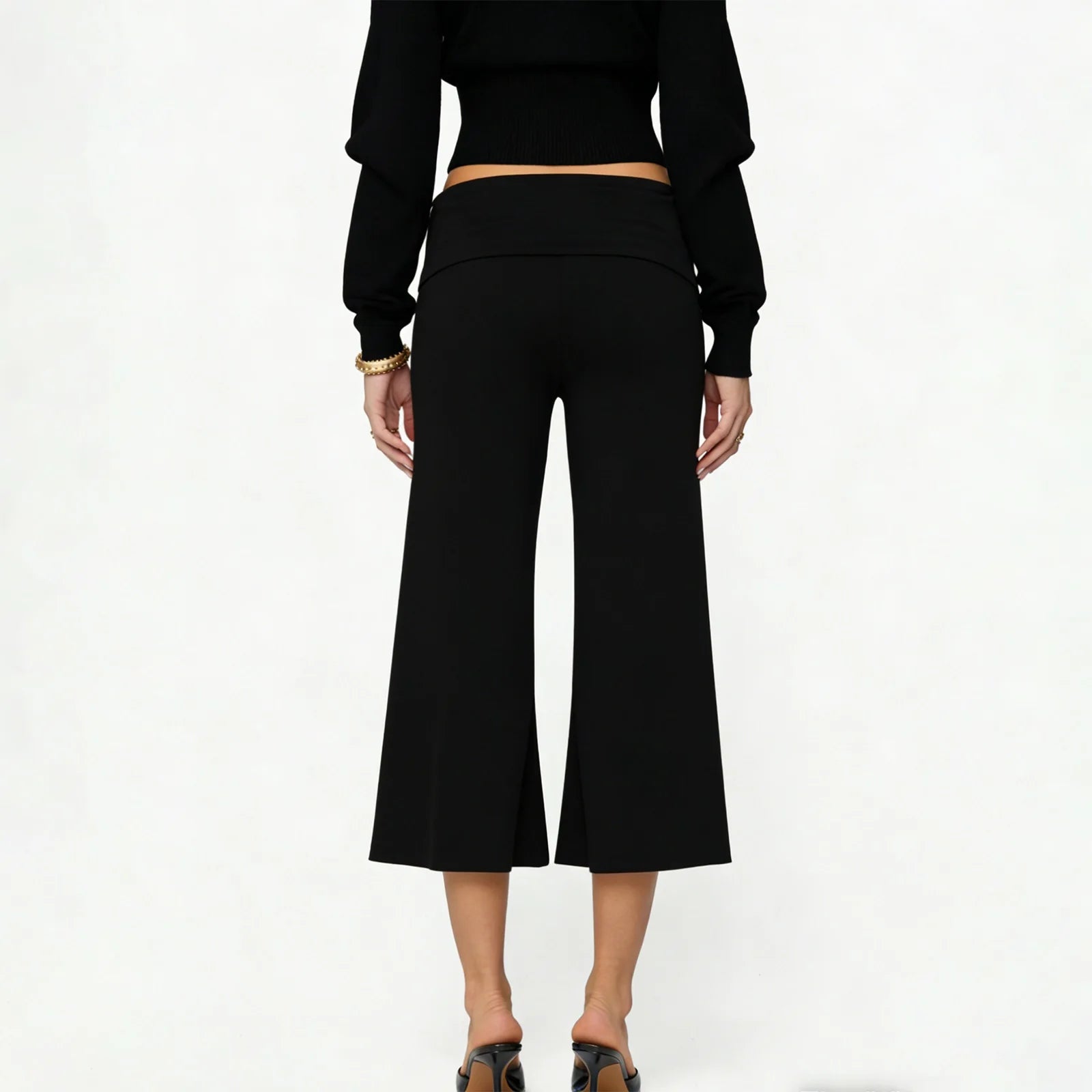 LIZAKOSHT  -  Loose Stretchy Fold Over Capri Pants for Women Low Rise Wide Leg Yoga Capris Summer Cute Going Out Cropped Pants Streetwear