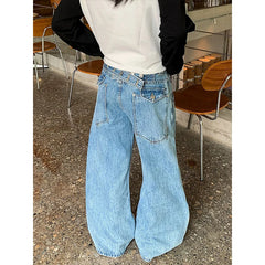 LIZAKOSHT  -  Summer Blue Jeans for Women's Y2K Retro Jeans niche high-end American Retro High Street Straight Leg Cleanfit Knife Pants