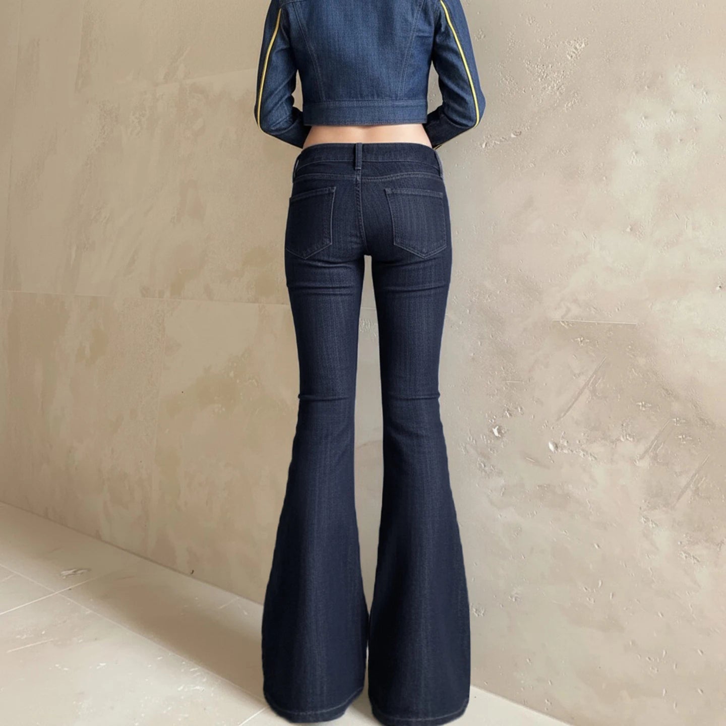 LIZAKOSHT  -  Dark Blue Low-Rise Slim-Fit Flare Jean Y2k Aesthetic 2000s Denim Trousers Chic Sexy Pant Casual Outfit Grunge Fairycore