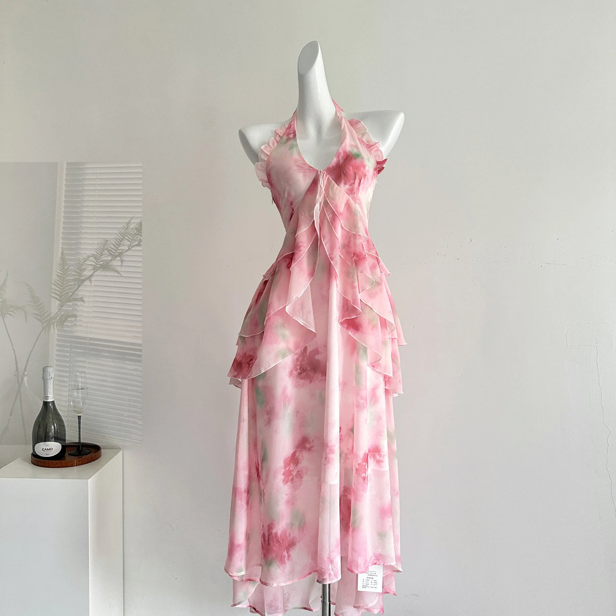 LIZAKOSHT  -  Summer Women Birthday Prom Halter Dress Maxi Coquette French Vintage Vacation Frock Evening Old Money One-Piece Party Aesthetic