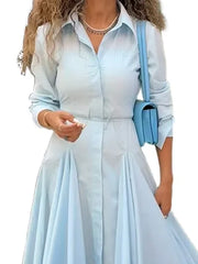 LIZAKOSHT  -  Solid Women's Two Piece Suit Turn-down Collar Full Sleeve Short Top A-line Hip Package Long Skirt 2025 Autumn Lady Causal Outfit