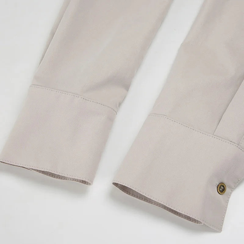 LIZAKOSHT  -  Harajuku Autumn Newly Pockets Flip Collar Buttons Long-sleeved Shirts Work Style Slimming Cardigant Top Blouses for Women