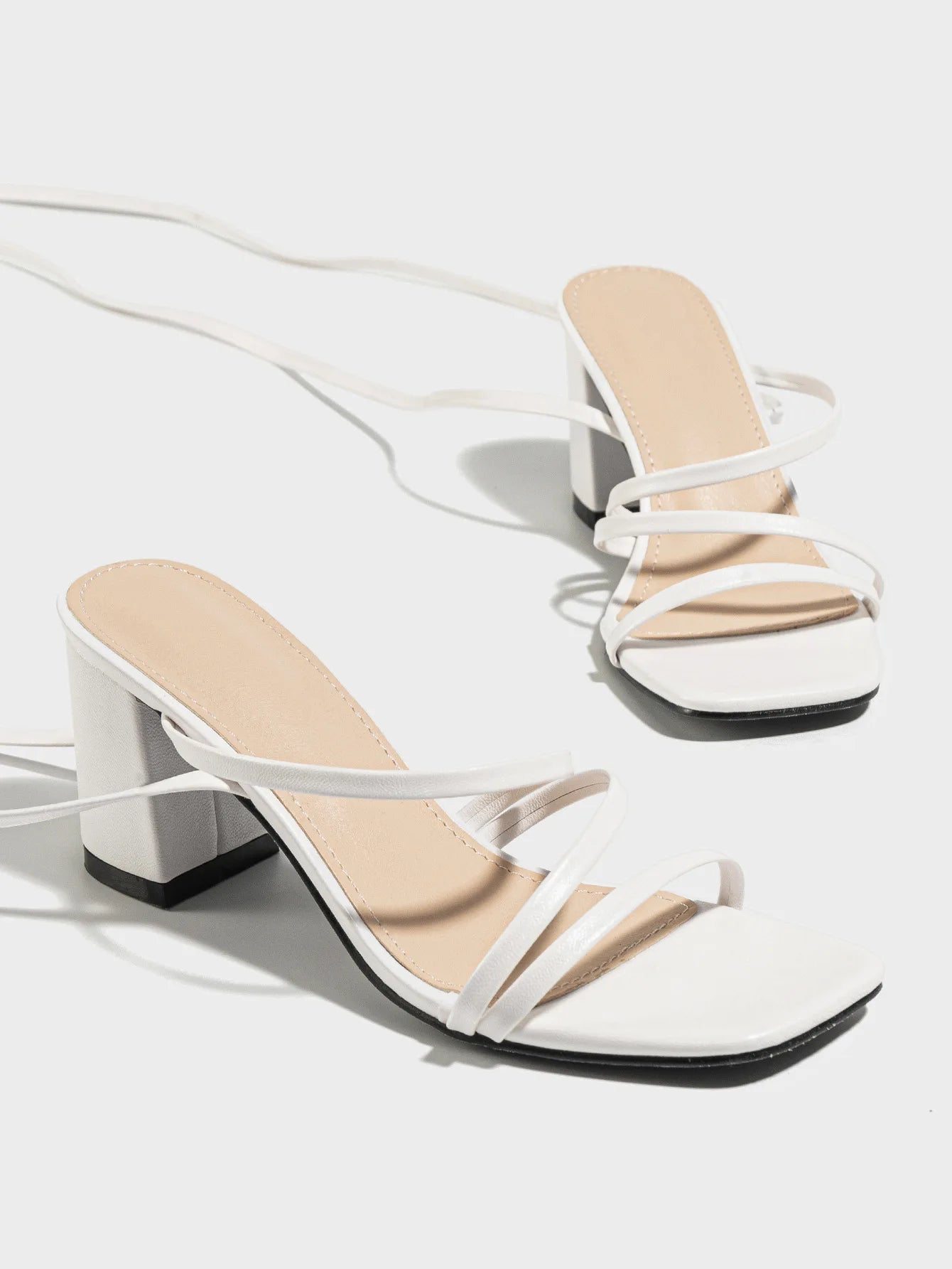 LIZAKOSHT  -  New Women's Square Toe Thin Strap Thick High Heel Cross Strap Sandals Women Shoes Platform Sandals