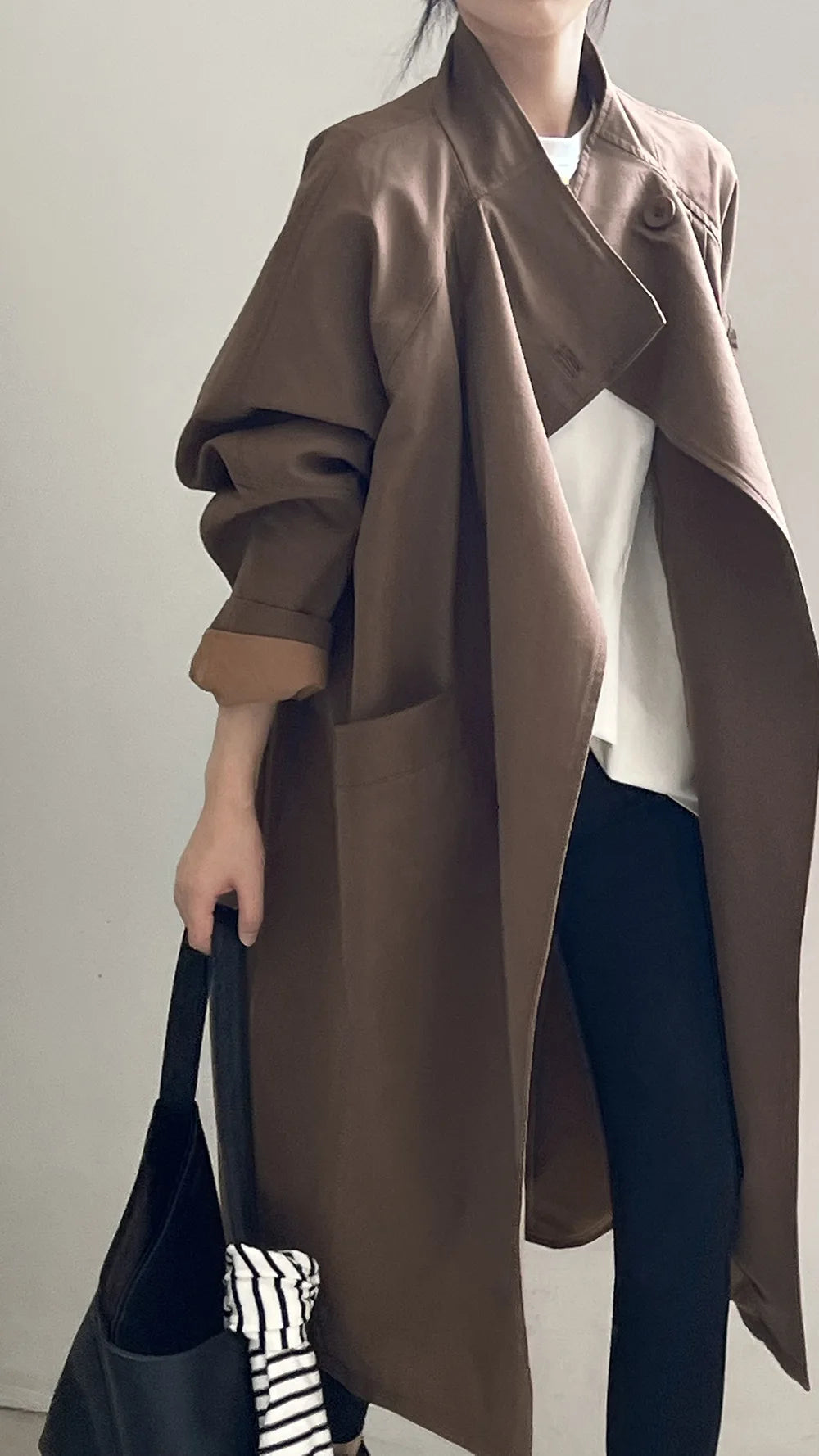 LIZAKOSHT  -  Fashion Minimalism Single Button Trench For Women Lapel Long Sleeve Office Lady Windbreaker Autumn New