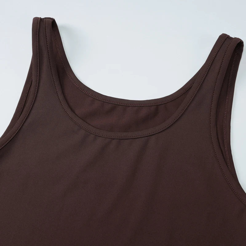 LIZAKOSHT  -  Simple Sexy Solid Color U Neck Camisole Tank Tops+Tight Ruched Long Half Skirts Women Fashion Street Style Two-piece Outfit