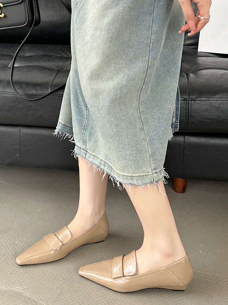 LIZAKOSHT  -  Spring New Brand Women Flat Shoes Fashion Square Toe Slip On Loafer Shoes Low Heel Outdoor Dress Single Shoes New Woman