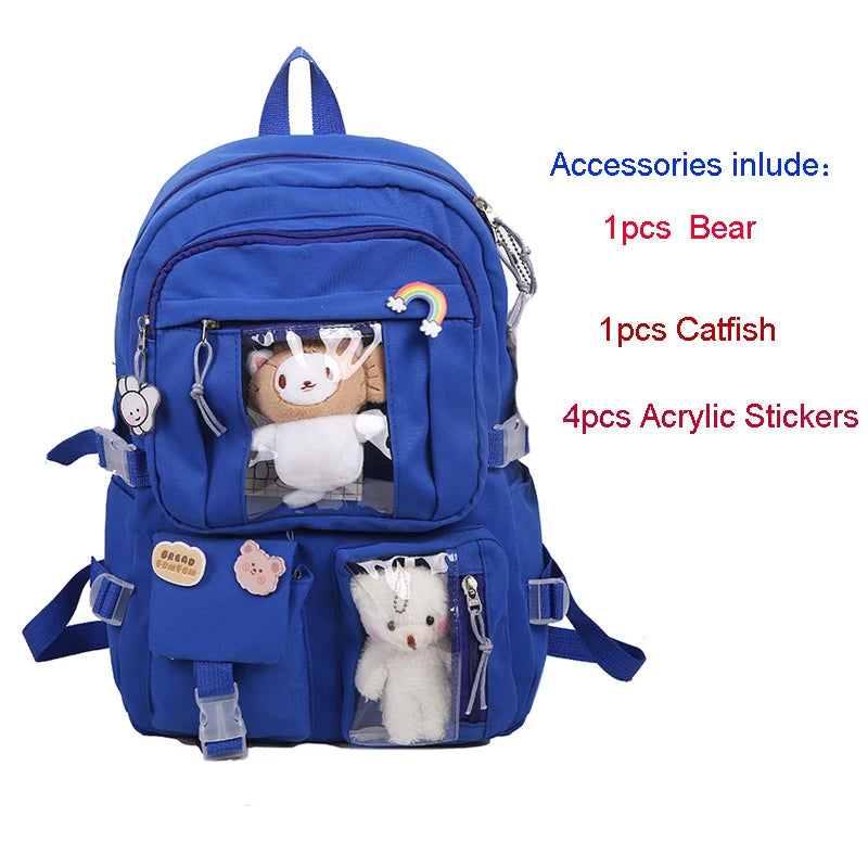 LIZAKOSHT  -  Student Kawaii Backpack Large Girl Teens Cute College School Bag Women LOT