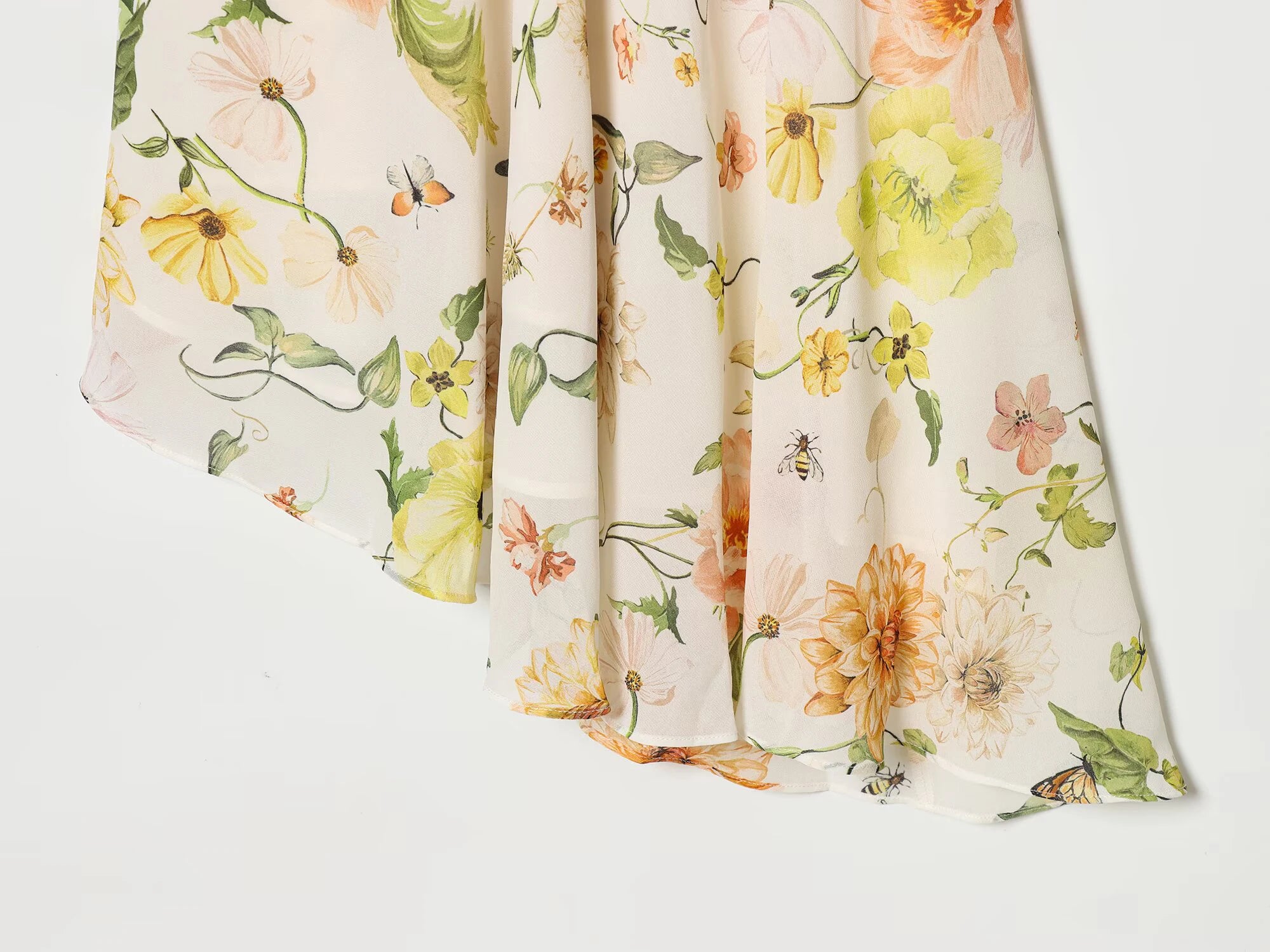 LIZAKOSHT  -  European and American style women's floral dress with irregular swing collar design in winter, one-piece skirt
