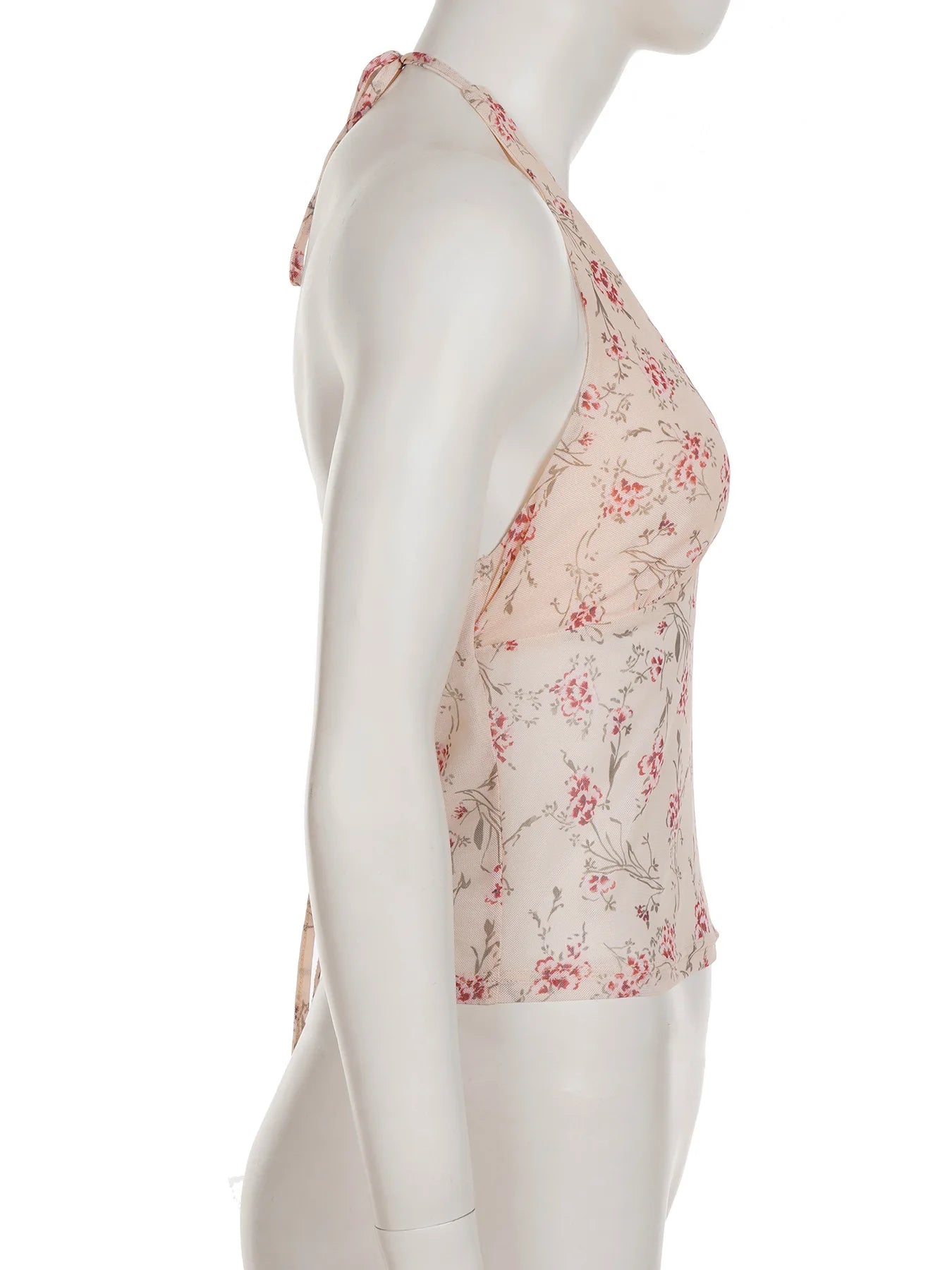 LIZAKOSHT  -  French Floral Mesh Halter Neck Vest for Women's Summer Sexy Thin Style Backless Tank Top Fashion Female Clothes