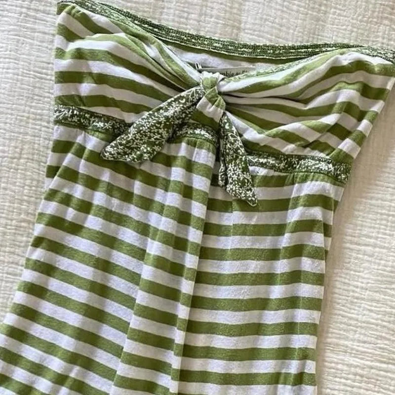 LIZAKOSHT  -  Y2k Clothes T Shirt for Women Japanese Style Vintage Sexy Ropa De Mujer Spring Summer Stripes Bows Short T-shirts