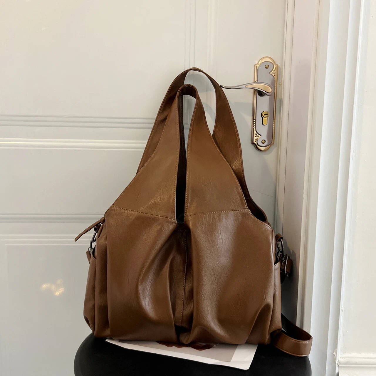 LIZAKOSHT  -  Large Shoulder Bags Women PU Leather Sling Bags Lazy Style Female Packages Classic Fashion Casual Totes Vintage Big Hobos
