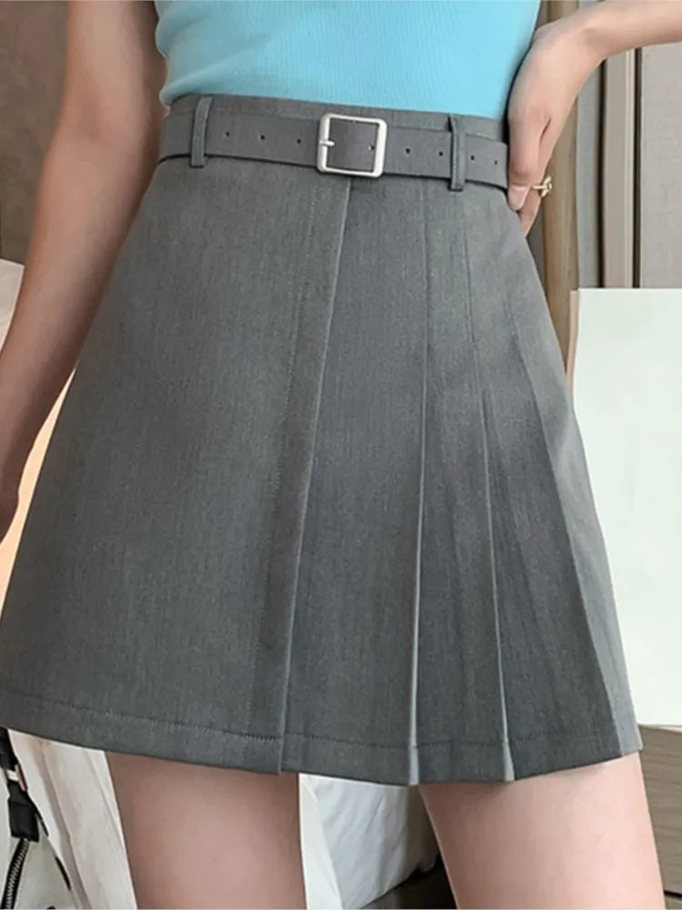 LIZAKOSHT -  Women High Waist Fashion A-Line Skirt Harajuku Casual Mini Short Skirt Ladies Solid Streetwear Irregular Pleated Skirts Female